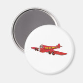 Red Passenger Jet Cartoon Magneet (Voorkant / Achterkant)