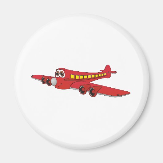 Red Passenger Jet Cartoon Magneet (Voorkant)