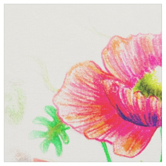 Red, Passion Floral Stof (Close Up)