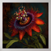 Red Passion Flower Art Print Poster (Voorkant)