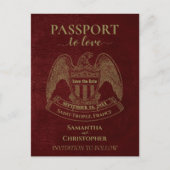 Red Passport Schattige Fun Wedding Save the Date Aankondigingskaart (Voorkant)