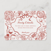 Red Pasta Holy Cannoli Italian Birthday Details Informatiekaartje (Voorkant)
