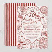 Red Pasta Party Holy Canolli Italian Birthday Kaart (Voorkant / Achterkant)