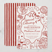 Red Pasta Special Delivery Italian Baby Shower Kaart (Voorkant / Achterkant)