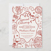 Red Pasta Special Delivery Italian Baby Shower Kaart (Voorkant)