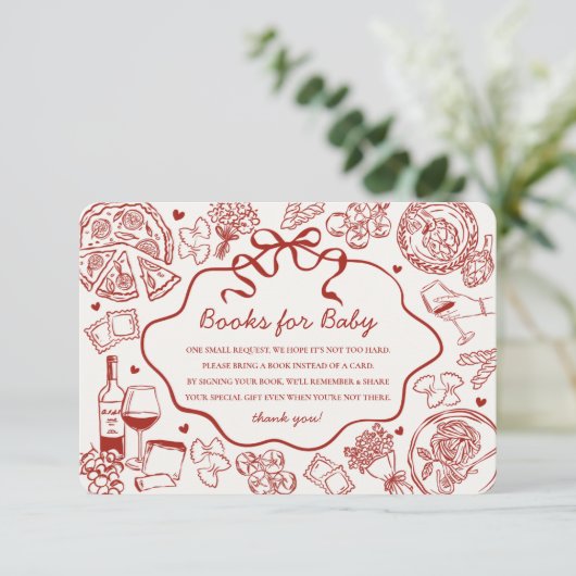 Red Pasta Special Delivery Italian Books for Baby Informatiekaartje (Staand voorkant)