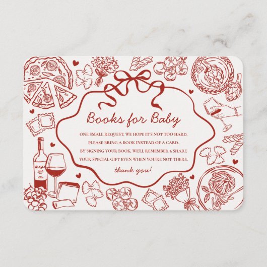 Red Pasta Special Delivery Italian Books for Baby Informatiekaartje (Voorkant)