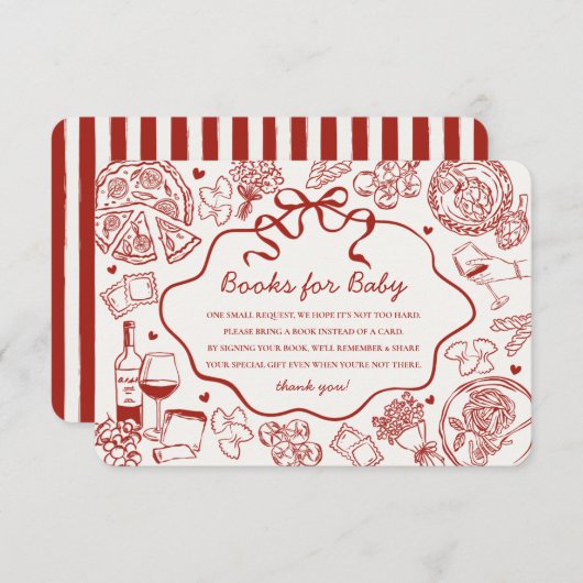 Red Pasta Special Delivery Italian Books for Baby Informatiekaartje (Voorkant / Achterkant)