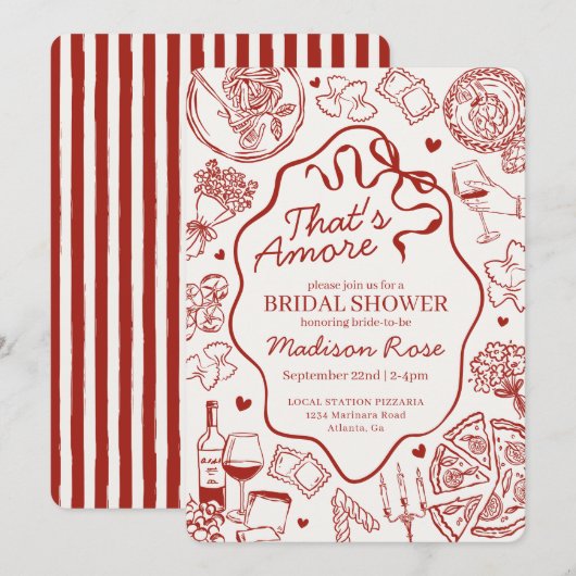Red Pasta Thats Amore Italian Bridal Shower Kaart (Voorkant / Achterkant)