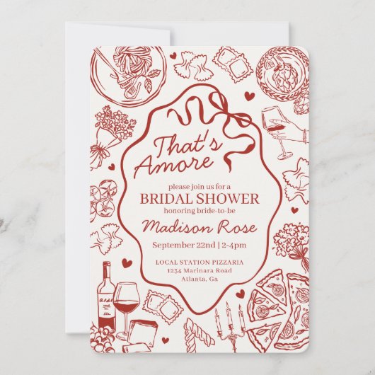 Red Pasta Thats Amore Italian Bridal Shower Kaart (Voorkant)