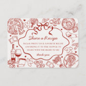 Red Pasta Thats Amore Italian Bridal Shower Recipe Informatiekaartje (Voorkant)