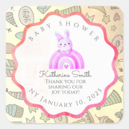 red pastel babyshower Adorable cute Celebration  Vierkante Sticker