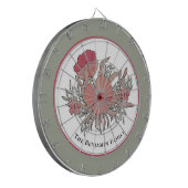 Red Pastel Flowers Floral Family Personalize Dartbord (Voorkant Links)