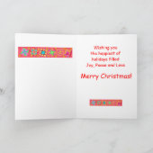 Red Patchwork Quilt Block Art Merry kerst Feestdagen Kaart (Binnen)