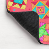 Red Patchwork Quilt Blocks Mousepad Muismat (Hoek)
