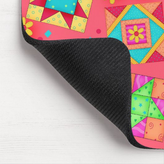 Red Patchwork Quilt Blocks Mousepad Muismat (Hoek)