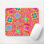 Red Patchwork Quilt Blocks Mousepad Muismat (Met muis)