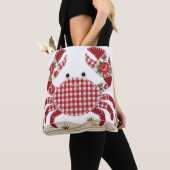 Red Patchwork Quilt Crab Tote Bag (Dichtbij)