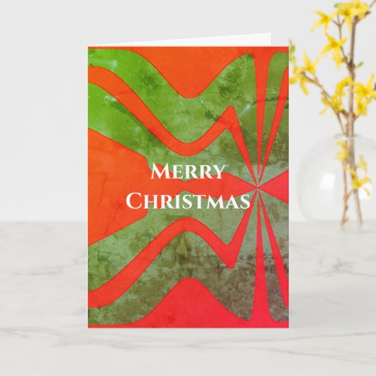 Red Pattered Green Vertical Sound Wave met Kerstmi Kaart (Gele Bloem)
