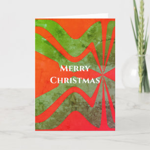 Red Pattered Green Vertical Sound Wave met Kerstmi Kaart