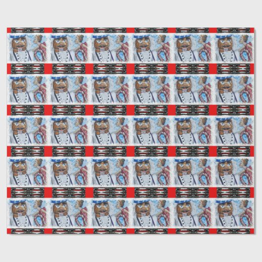 Red Pattered Nutkraker Kiss Cadeaupapier (Vlak)