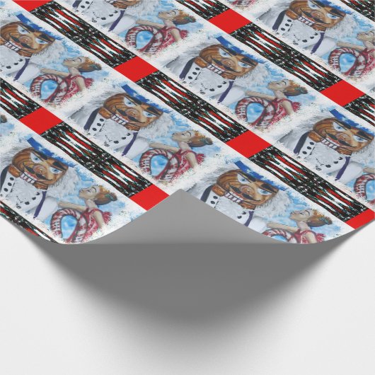 Red Pattered Nutkraker Kiss Cadeaupapier (Hoek)