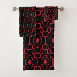 Red Pattern Bath Towel Set Bad Handdoek