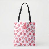 Red Pattern Valentijn Hearts Monogram Tote Bag (Voorkant)