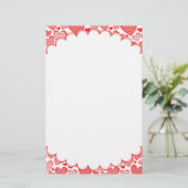 Red Patterned Hearts-Lijst Briefpapier (Staand voorkant)