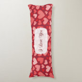 Red Patterned Ik hou van je Harten Lichaamskussen (Voorkant Verticaal)