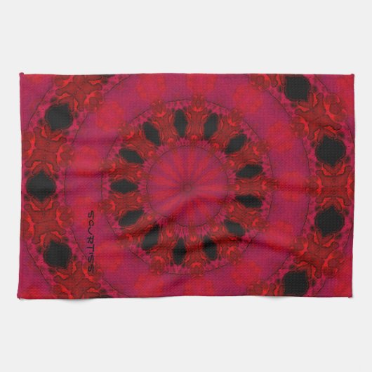 Red Patterned Kitchen Towel Theedoek (Horizontaal)