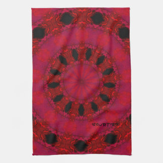 Red Patterned Kitchen Towel Theedoek