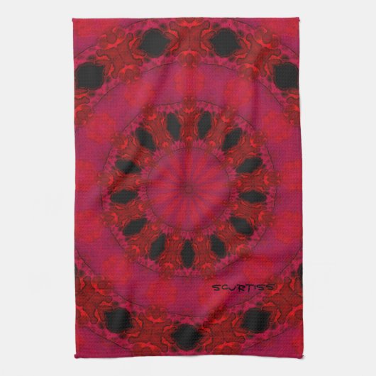 Red Patterned Kitchen Towel Theedoek (Verticaal)