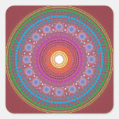 Red Patterned Mandala Vierkante Sticker (Voorkant)