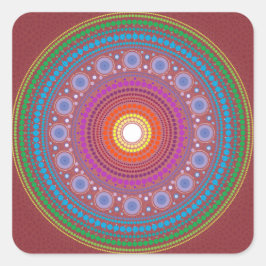Red Patterned Mandala Vierkante Sticker