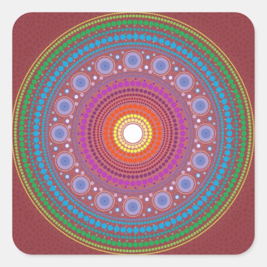 Red Patterned Mandala Vierkante Sticker (Voorkant)
