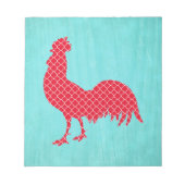 Red Patterned Rooster Silhouette Notitieblok (Voorkant)