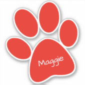 Red Paw Print Custom-Cut vinyl Sticker (Voorkant)