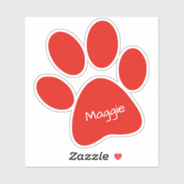 Red Paw Print Custom-Cut vinyl Sticker