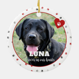 Red Paw Print Huisdier Verlies Hond Foto Herinneri Keramisch Ornament