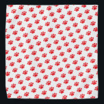 Red Paw Print Patroon Bandana<br><div class="desc">Introductie van ons charmante patroon van rode pootafdrukken op een schone witte achtergrond, een ontwerp dat de essentie van uw liefde voor huisdieren vastlegt. Dit prachtige patroon heeft een reeks rode pootafdrukken die in een herhaald patroon zijn gerangschikt, waardoor een speels en opvallend effect ontstaat. Of je nu een trotse...</div>