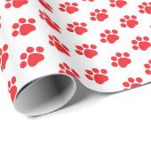 Red Paw Print Patroon Cadeaupapier (Rol Hoek)