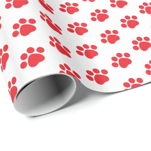 Red Paw Print Patroon Cadeaupapier (Rol Hoek)