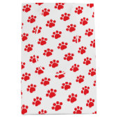 Red Paw Print Patroon Medium Cadeauzakje (Voorkant)