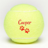 Red Paw Print Personalized Pet of Dog Name Speelgo Tennisballen (Voorkant)