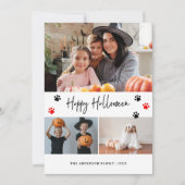 Red Paw Print Pet Photo Happy Halloween Kaart (Voorkant)