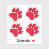 Red Paw Print - Set van 4 Paws Vinyl Stickers (Vel)