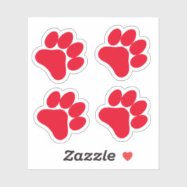 Red Paw Print - Set van 4 Paws Vinyl Stickers