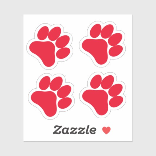 Red Paw Print - Set van 4 Paws Vinyl Stickers (Vel)