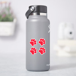 Red Paw Print - Set van 4 Paws Vinyl Stickers